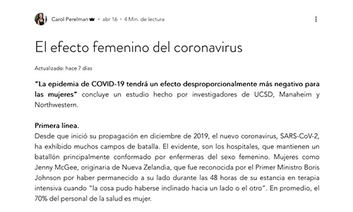 El efecto femenino del coronavirus
