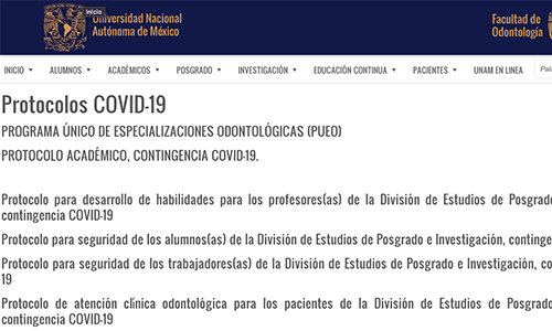 Protocolo COVID-19 Facultad de odontología